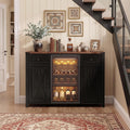 53.2" Farmhouse Fridge Cabinet, Coffee Bar Cabinet, Black