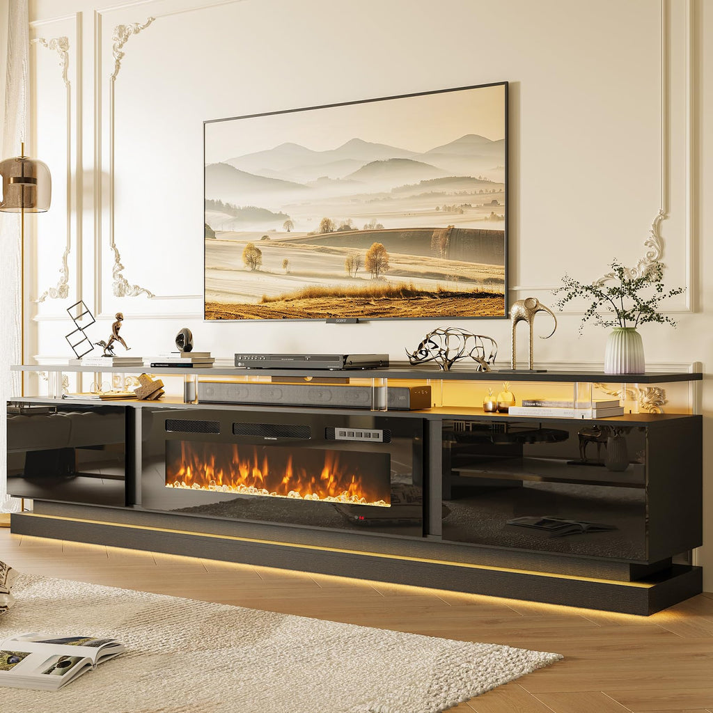 70" Fireplace TV Stand, Modern Entertainment Center