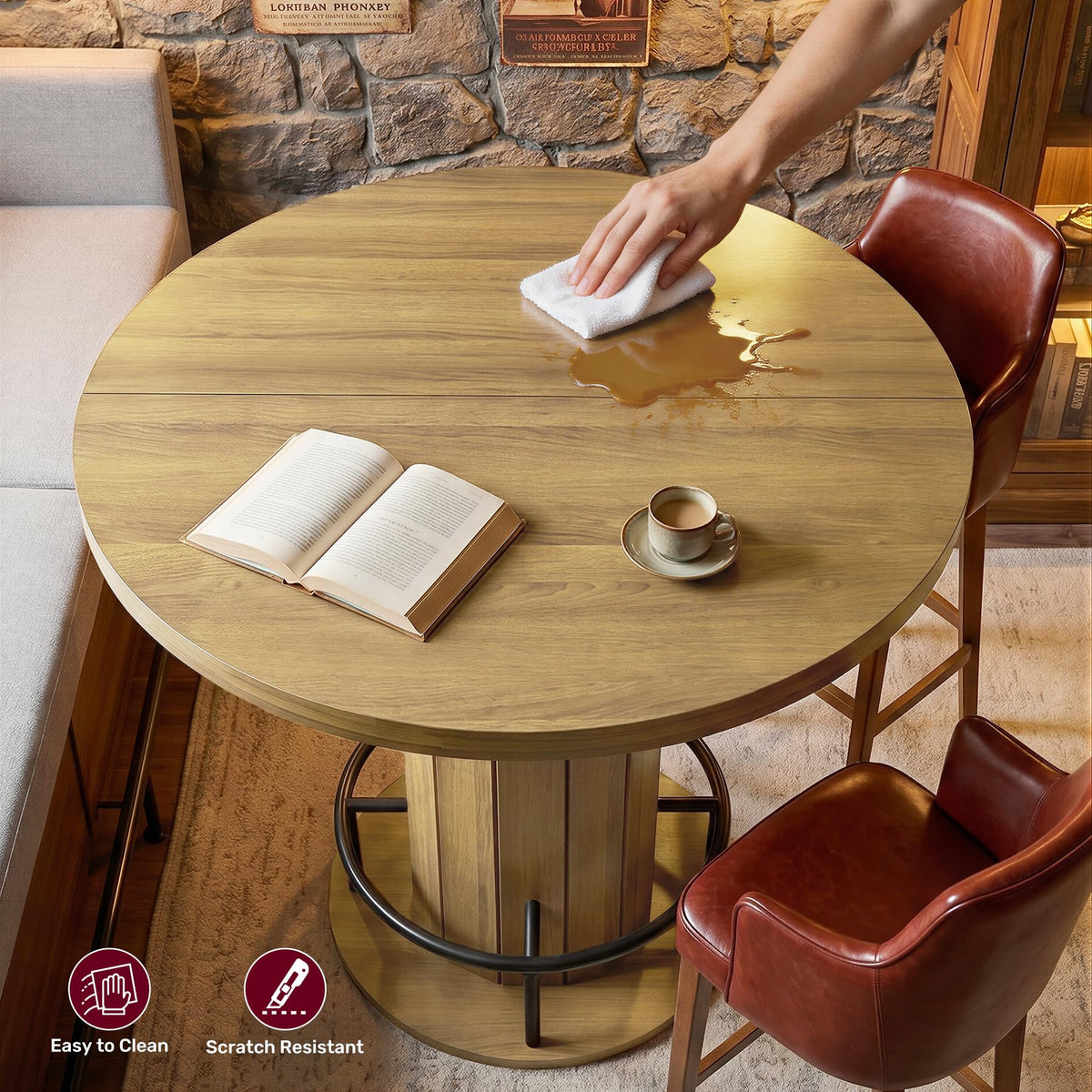 Cocktail Table with Metal Ring Footrest (Only Table)