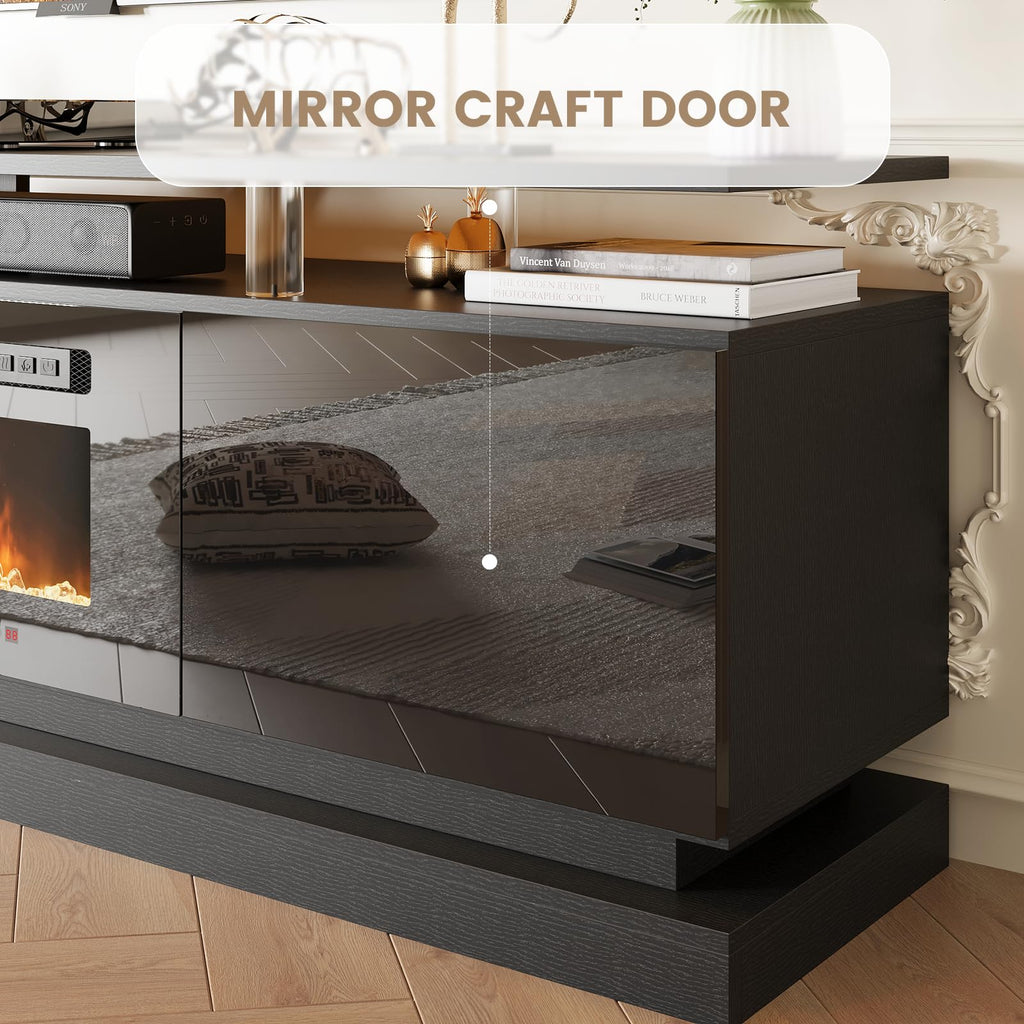 70" Fireplace TV Stand, Modern Entertainment Center