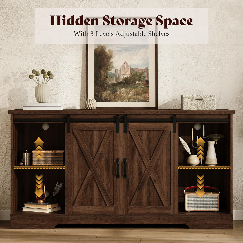 AMERLIFE Fireplace TV Stand with Sliding Barn Door for TVs up to 75"