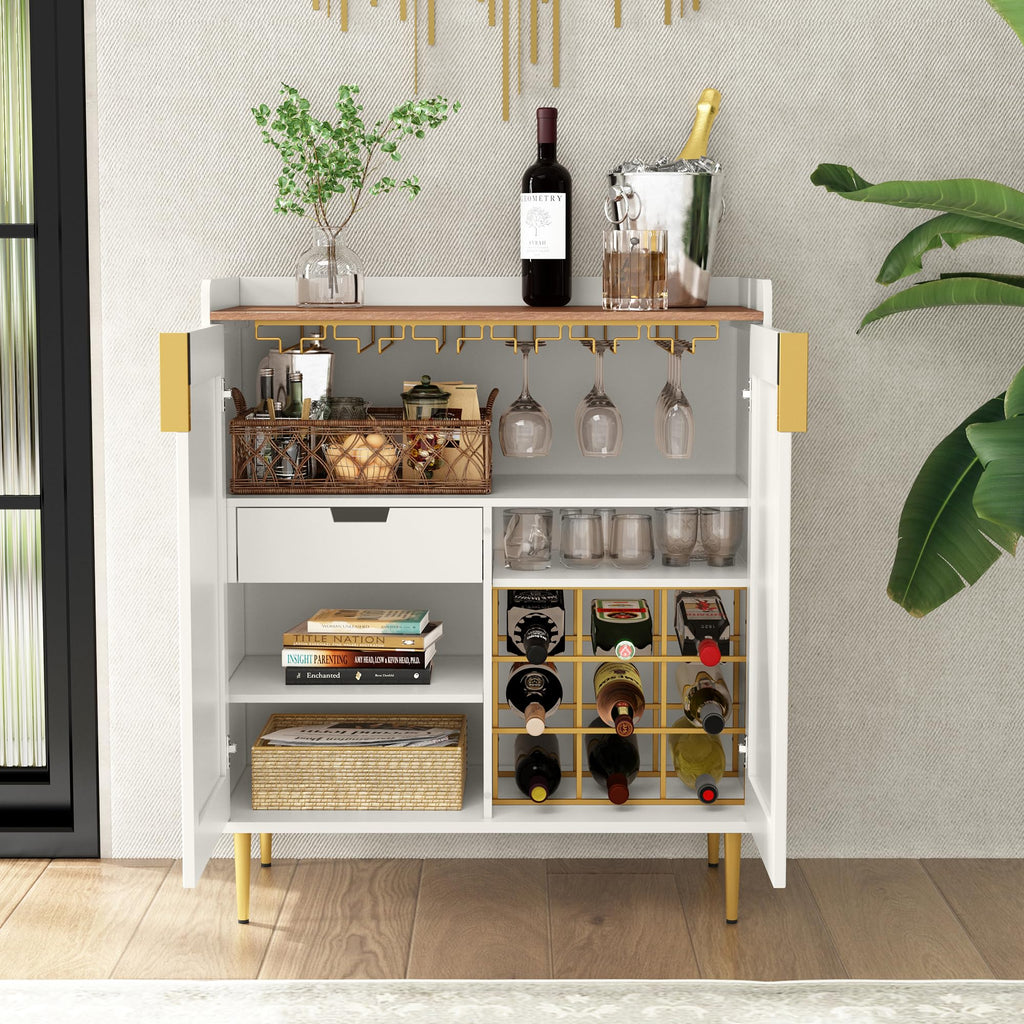 ARTPOWER Coffee Bar Cabinet with Wine Rack&Glass Holder, Sage Green