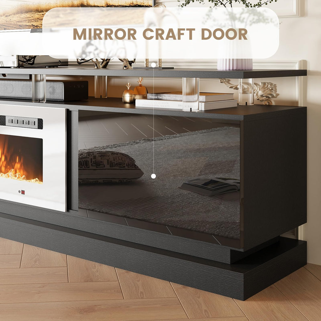 70" Fireplace TV Stand, Modern Entertainment Center