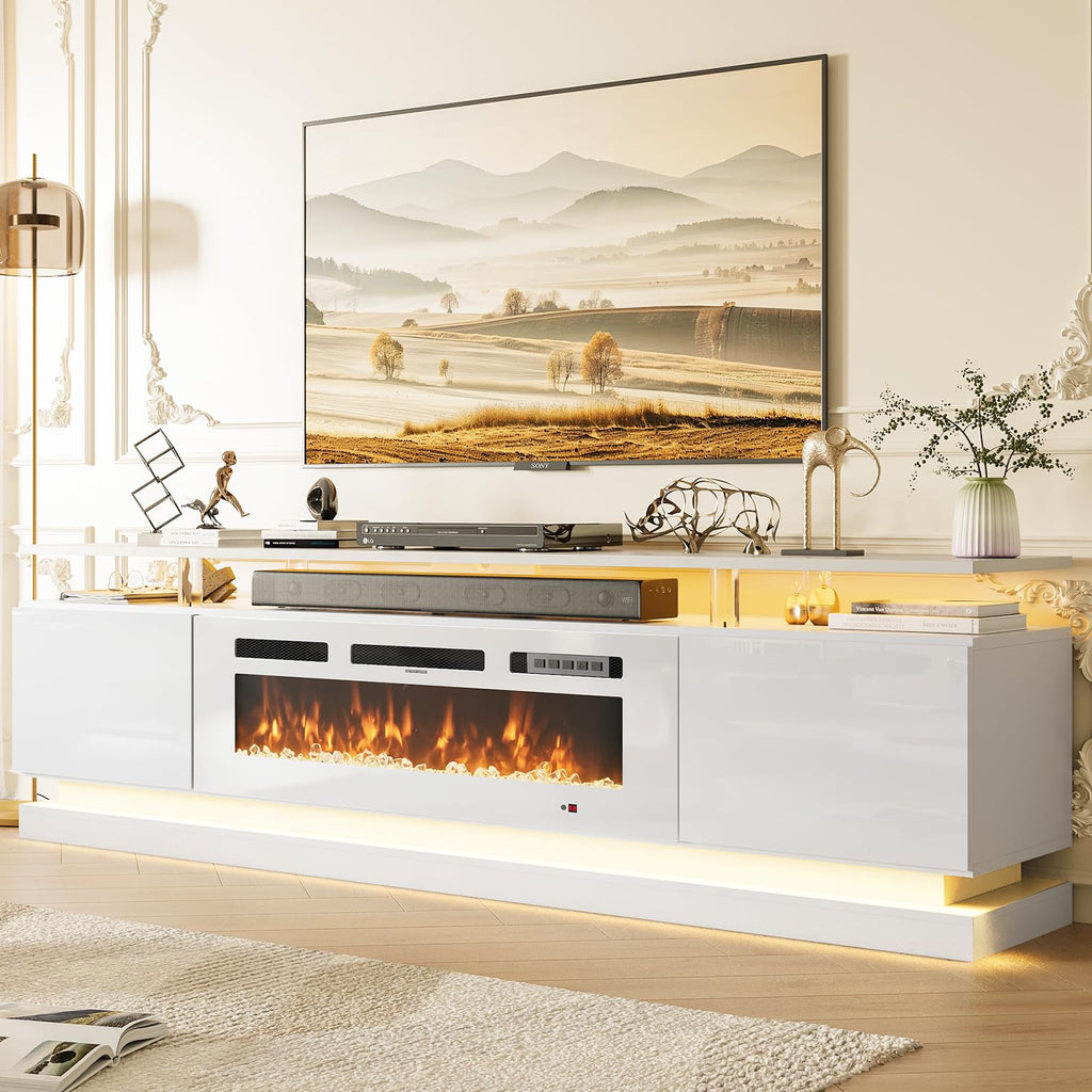 70" Fireplace TV Stand, Modern Entertainment Center
