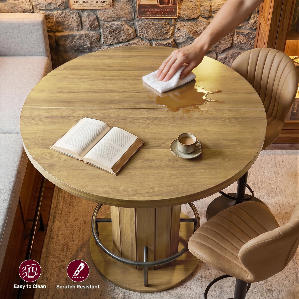Cocktail Table with Metal Ring Footrest (Only Table)