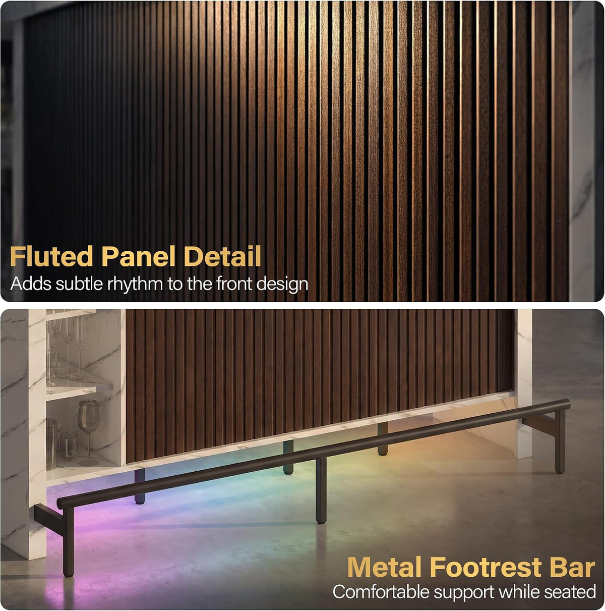 62" Sliding Top Expandable Bar Table, Counter Height Home Bar Cabinet