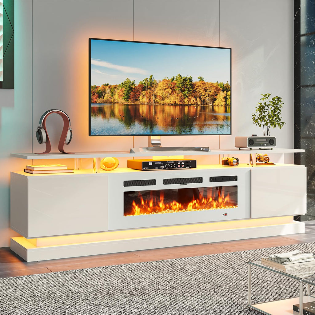 70" Fireplace TV Stand, Modern Entertainment Center