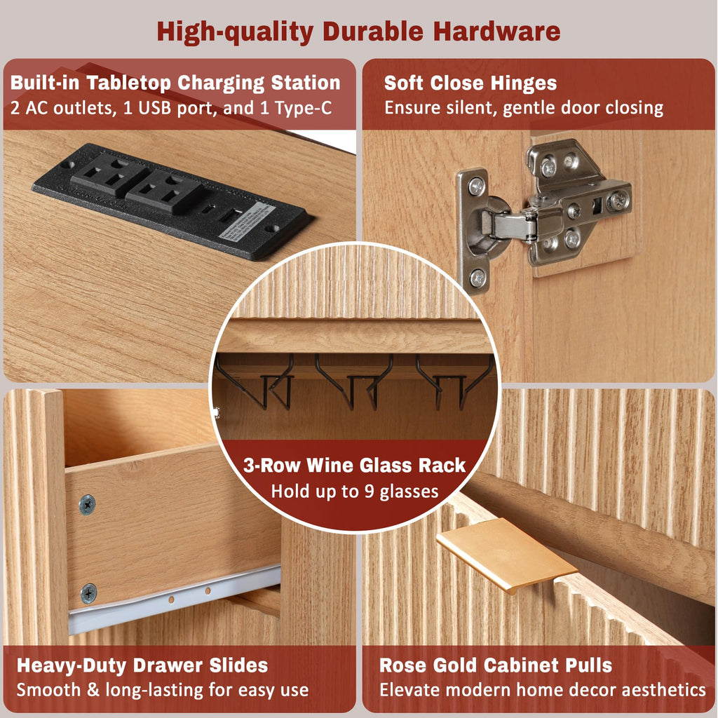 53.2" Farmhouse Fridge Cabinet, Coffee Bar Cabinet, Black