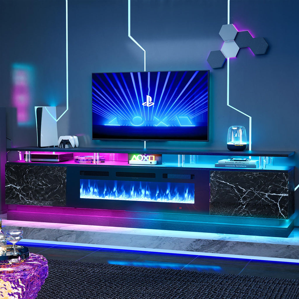 70" Fireplace TV Stand, Modern Entertainment Center