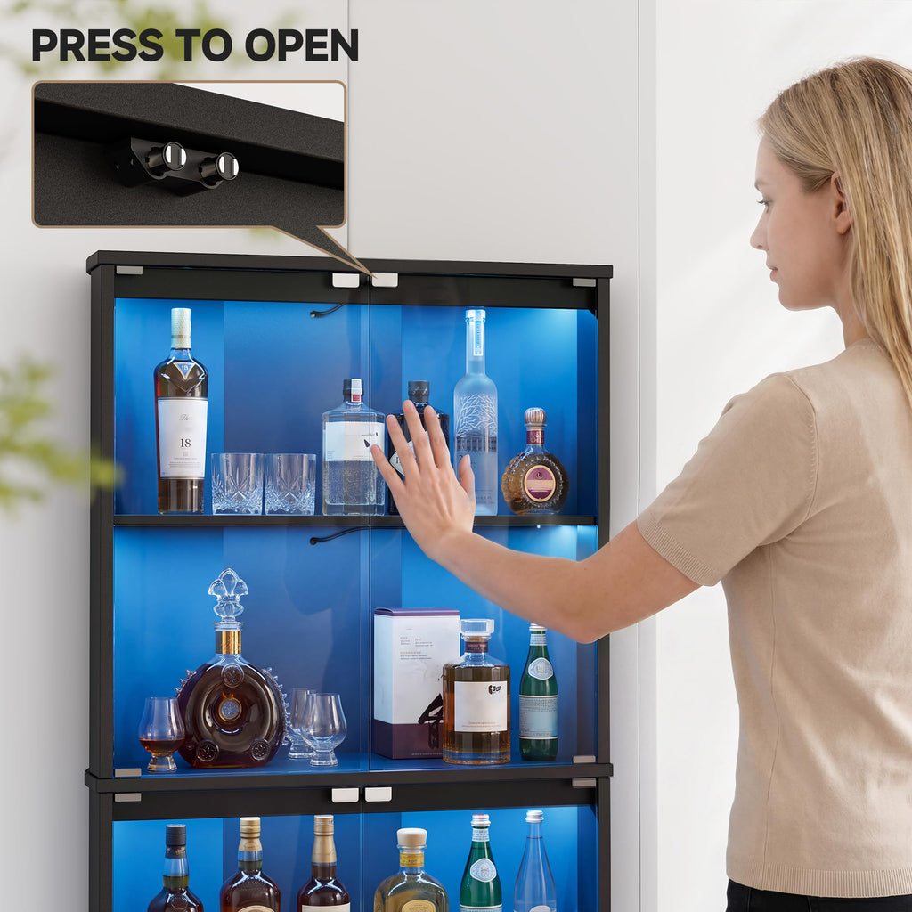 71'' Corner Wine Bar Cabinet,5-Tier Tall Home Liquor Coffee Bar Cabinet