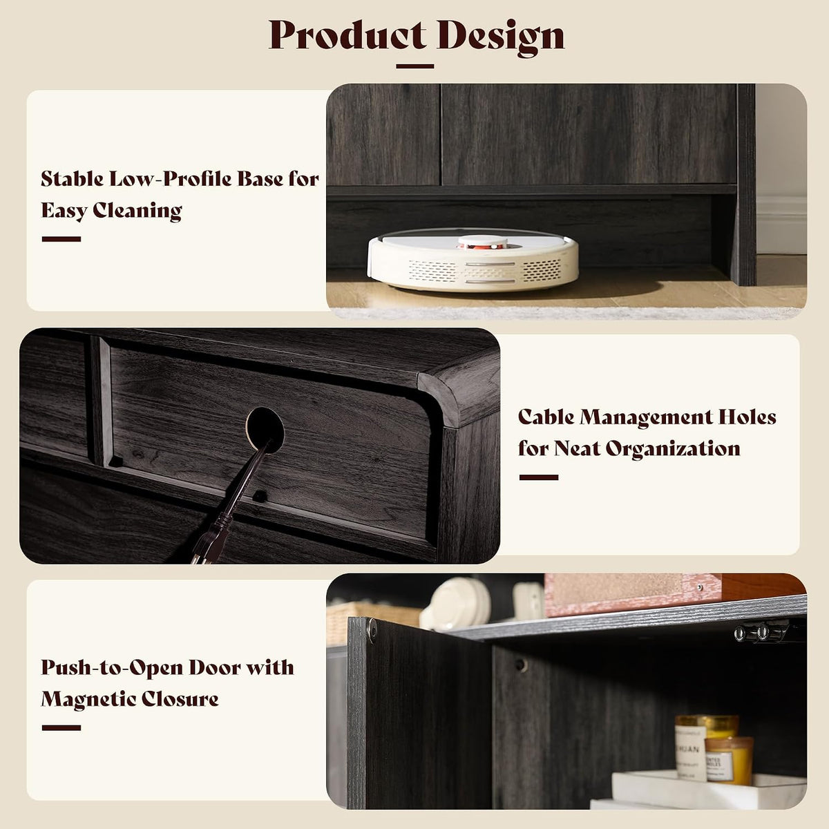 AMERLIFE 70" Modern Curved TV Stand with Storage for TVs Up to 80"