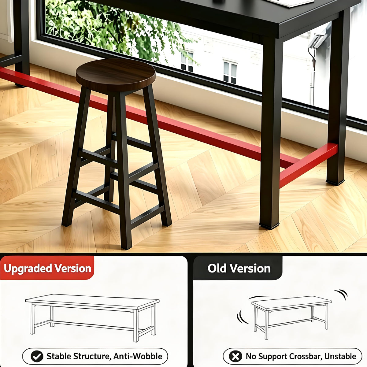 47in Black Industrial Long Bar Table