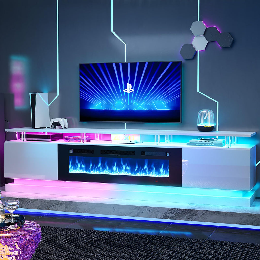 70" Fireplace TV Stand, Modern Entertainment Center