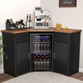 GDLF Corner Coffee Bar with Fridge Space, L Shaped Liquor Cabinet,Black