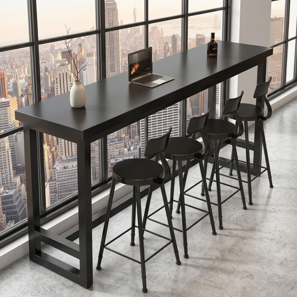 47in Black Industrial Long Bar Table