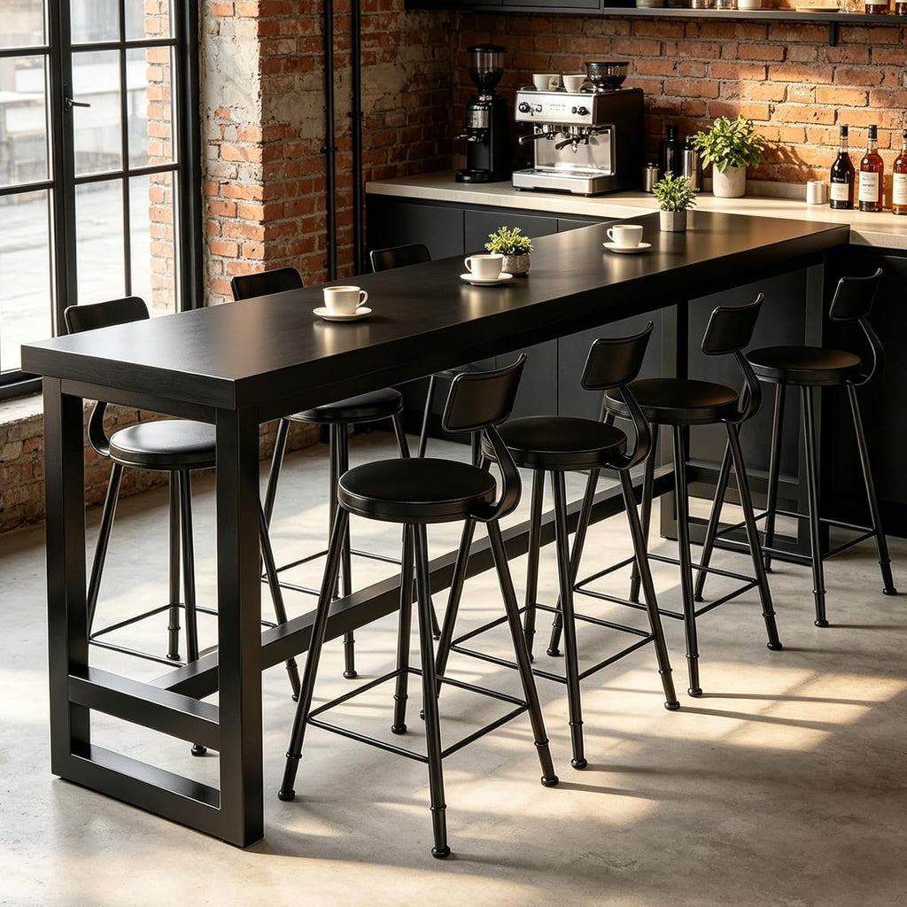 47in Black Industrial Long Bar Table