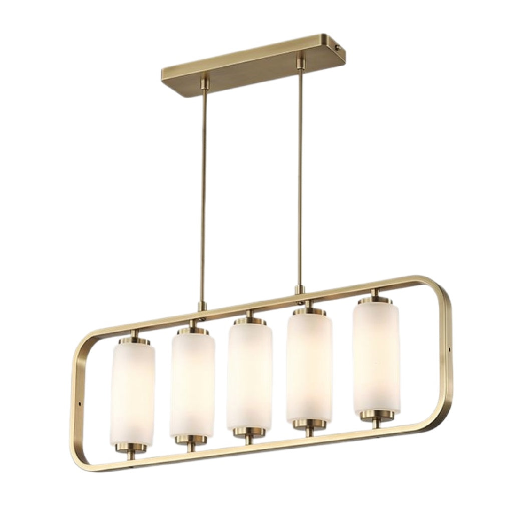 Moderne Hanglamp met Gouden Afwerking en Witte Glasdiffusers