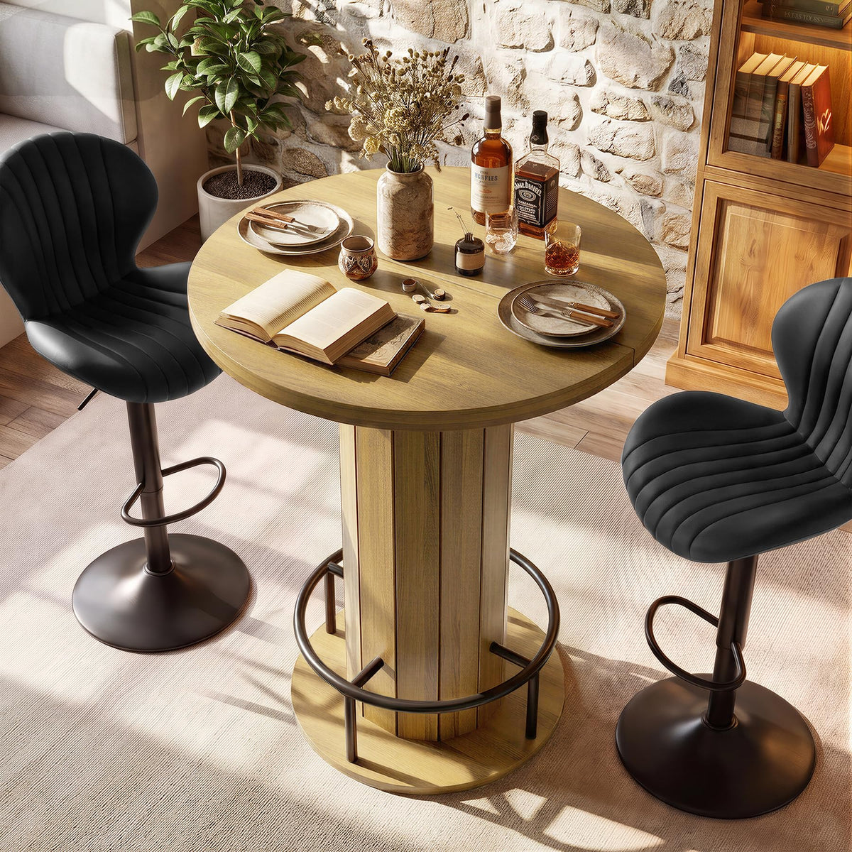 Cocktail Table with Metal Ring Footrest (Only Table)