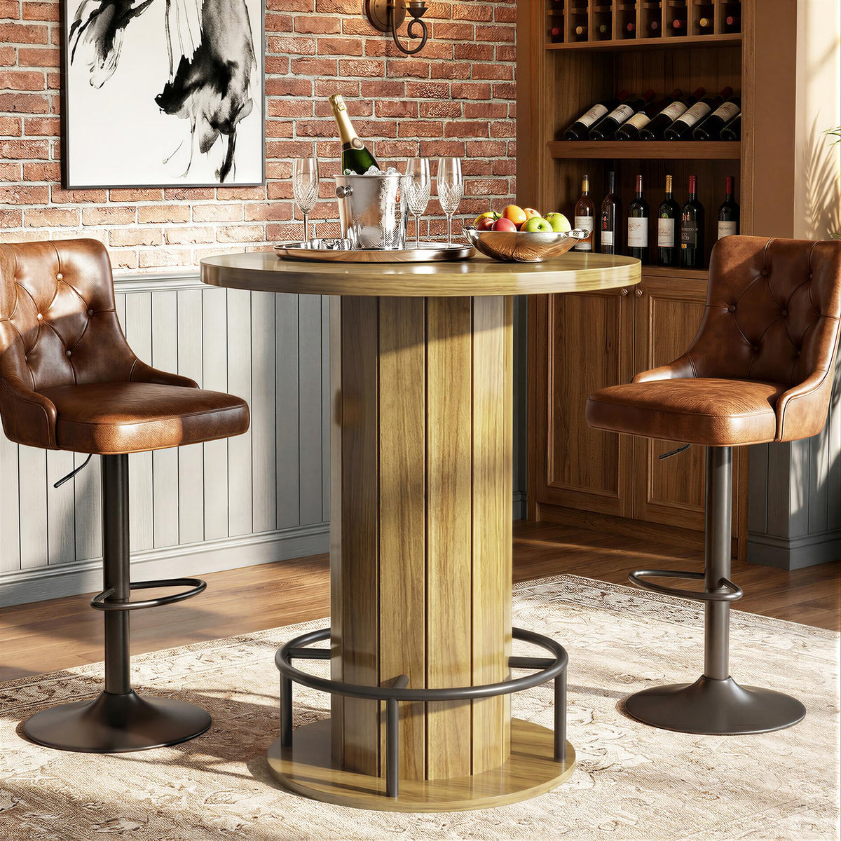Cocktail Table with Metal Ring Footrest (Only Table)
