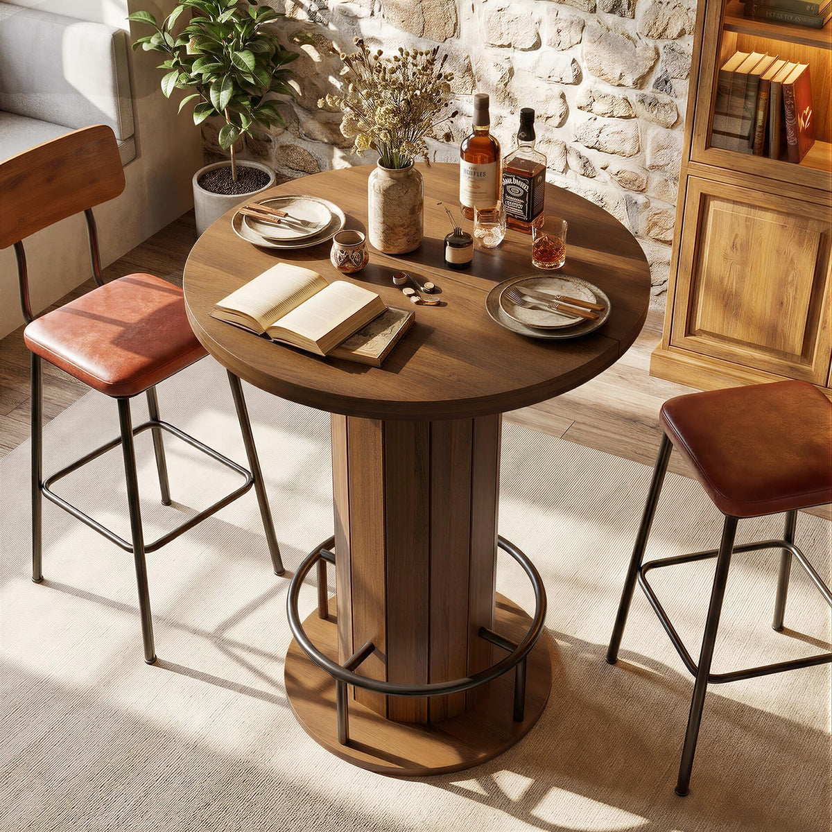 Cocktail Table with Metal Ring Footrest (Only Table)