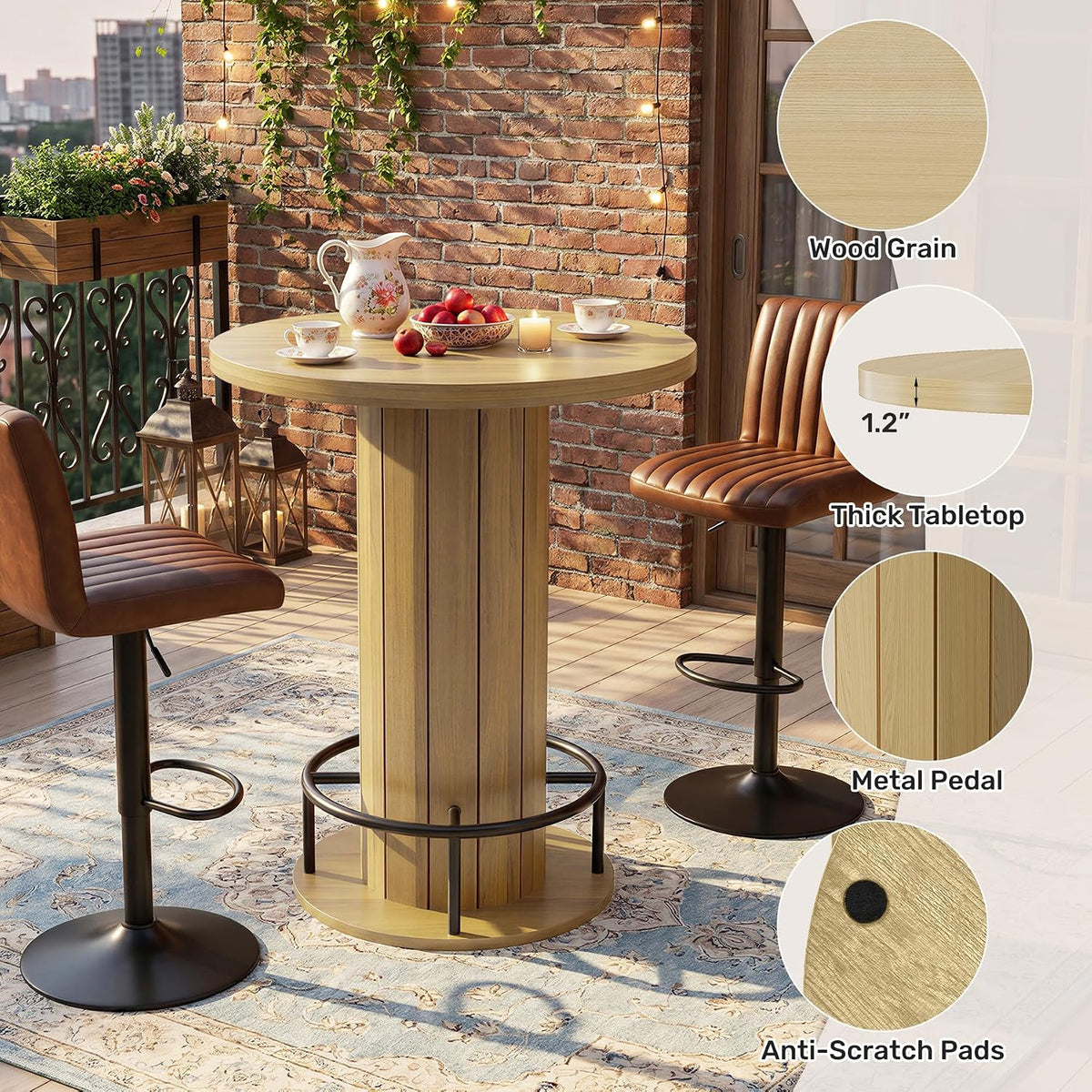 Cocktail Table with Metal Ring Footrest (Only Table)