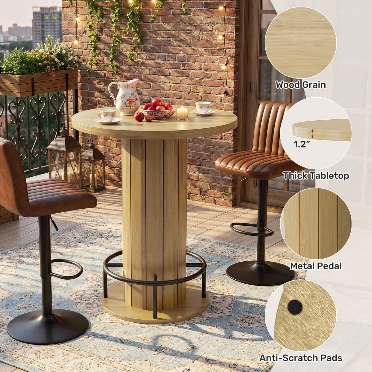 Cocktail Table with Metal Ring Footrest (Only Table)
