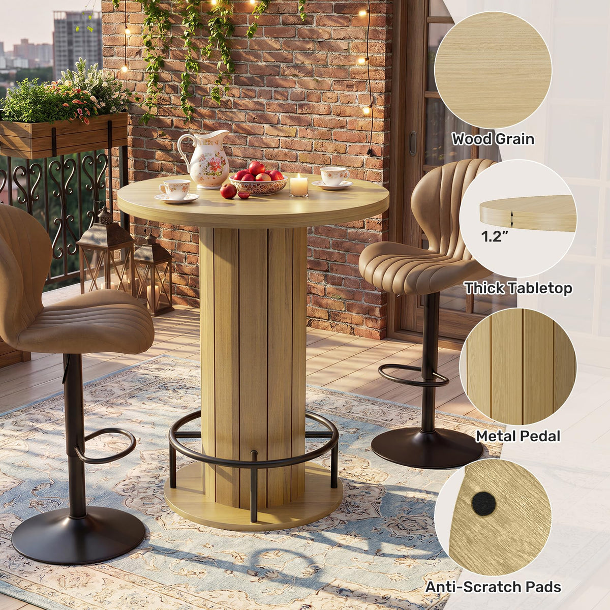 Cocktail Table with Metal Ring Footrest (Only Table)