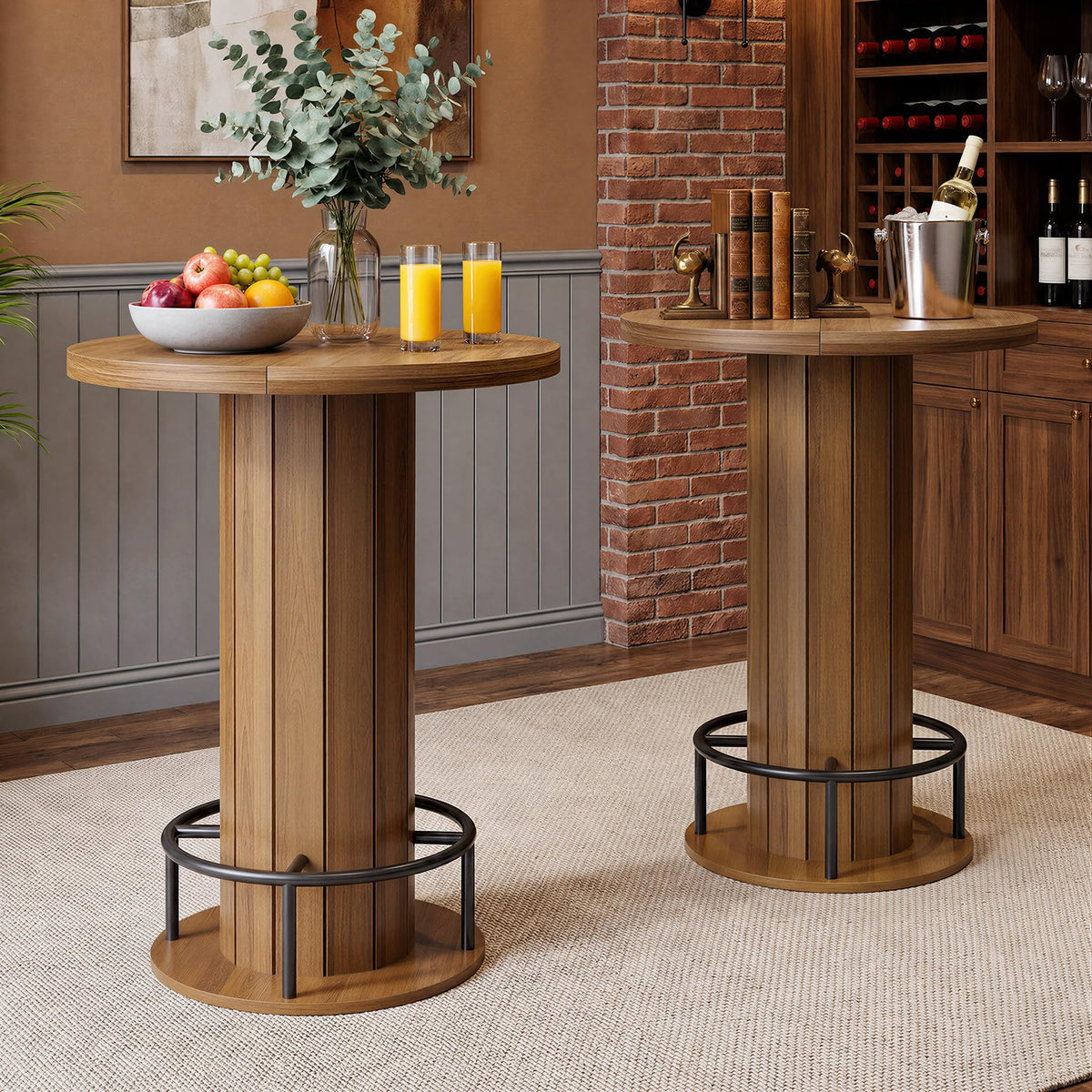 Cocktail Table with Metal Ring Footrest (Only Table)