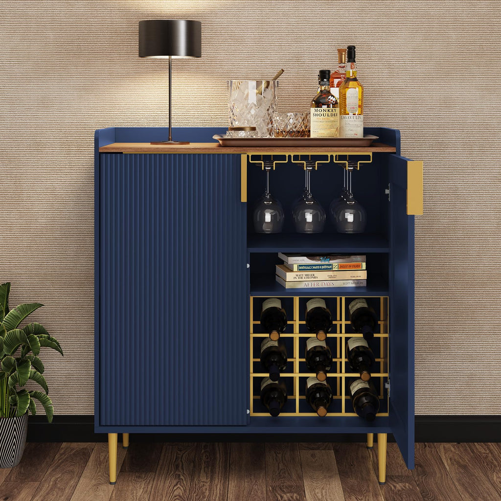 ARTPOWER Coffee Bar Cabinet with Wine Rack&Glass Holder, Sage Green