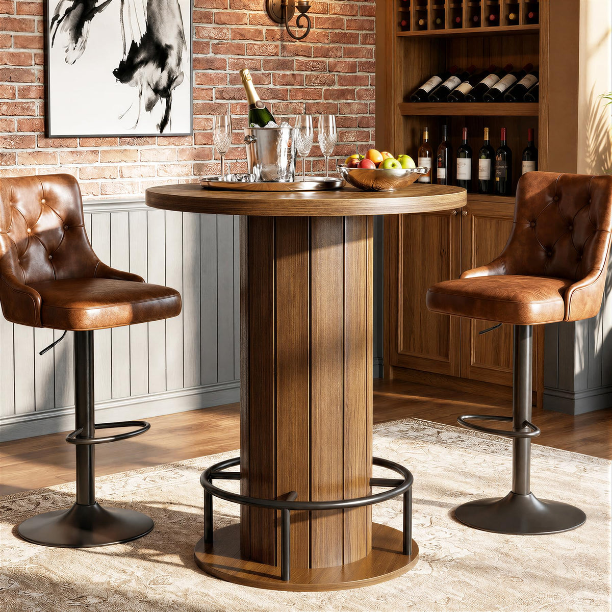 Cocktail Table with Metal Ring Footrest (Only Table)
