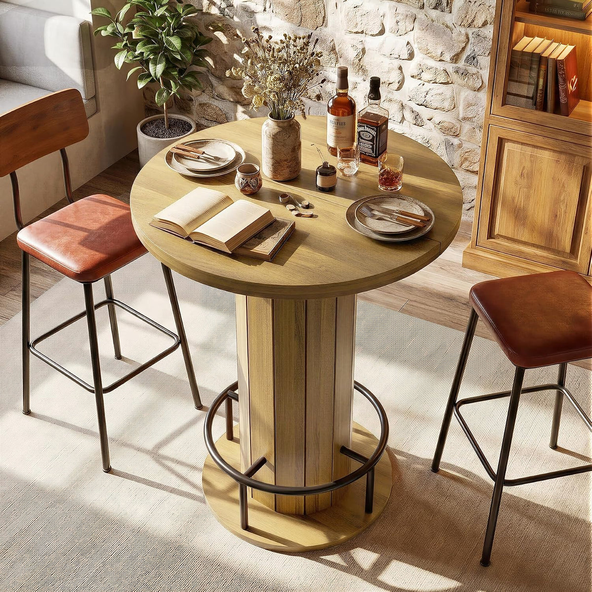 Cocktail Table with Metal Ring Footrest (Only Table)