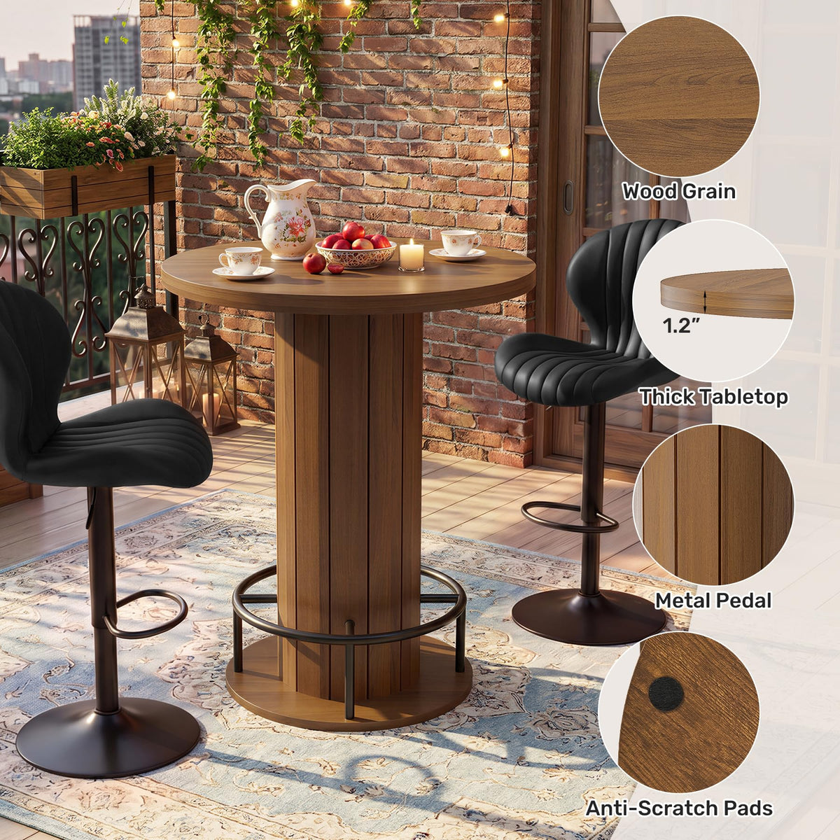 Cocktail Table with Metal Ring Footrest (Only Table)