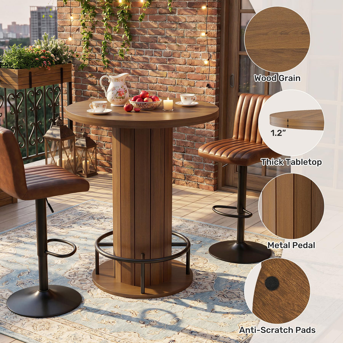 Cocktail Table with Metal Ring Footrest (Only Table)