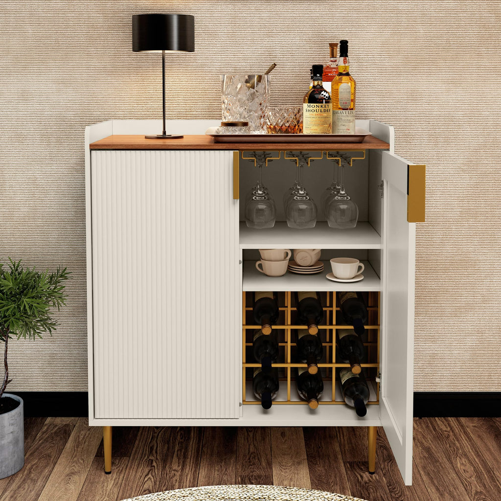 ARTPOWER Coffee Bar Cabinet with Wine Rack&Glass Holder, Sage Green