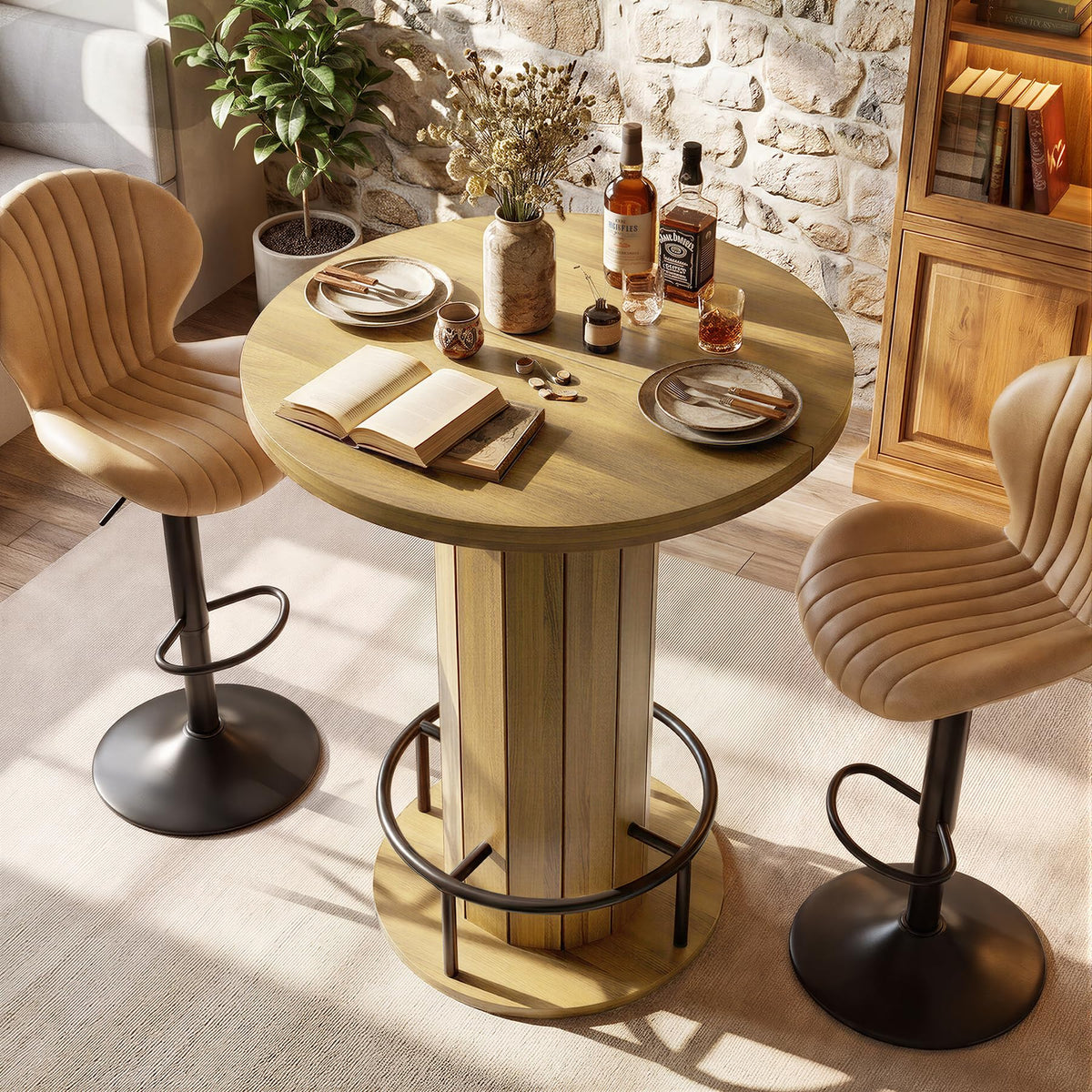 Cocktail Table with Metal Ring Footrest (Only Table)