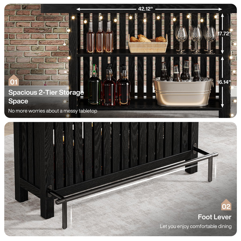 Tribesigns 63" Large Bar Table, 2-Tier Counter Height Table with Footrest