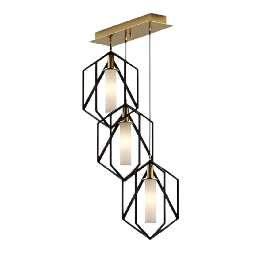 **Moderne Hanglamp met Drie Hexagonale Lichthouders**